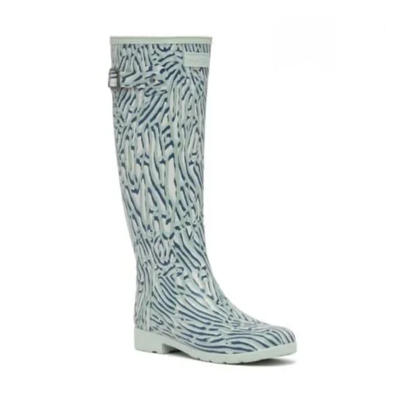 Hunter Refined Tall Coral Print Waterproof Boot - Picture 1 of 9
